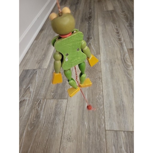 VINTAGE Frog Toad Puppet Toy Wooden Austrian M. Gschnitzer 7" Europe Works - Picture 9 of 12